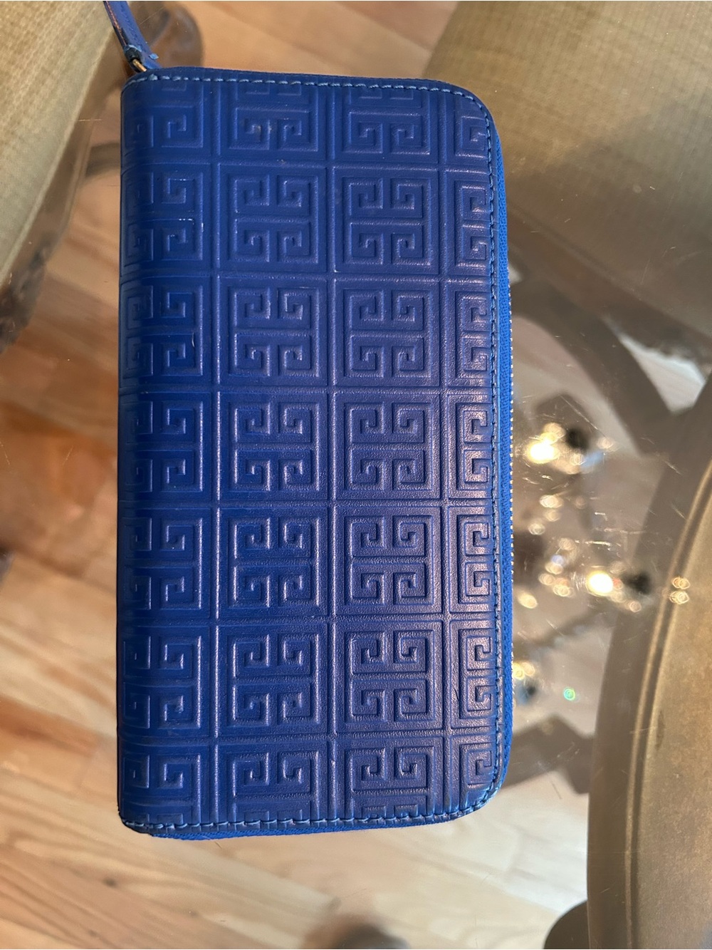 Jonathan Adler Embossed Blue Zip Wallet